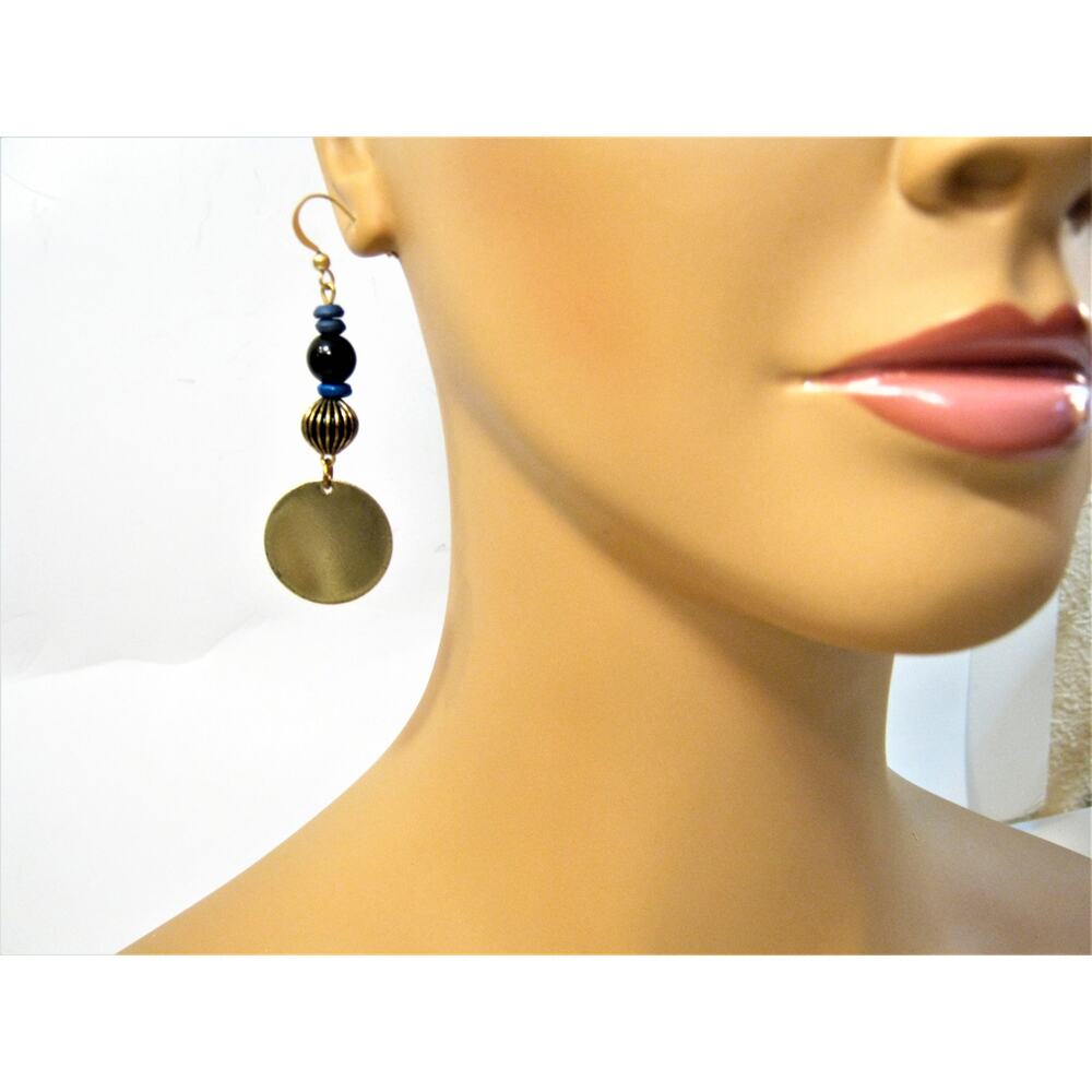 Set of Handcrafted Glass BOHO style Glass Beaded Drop Hoop Earrings 2.5in - Picture 7 of 8